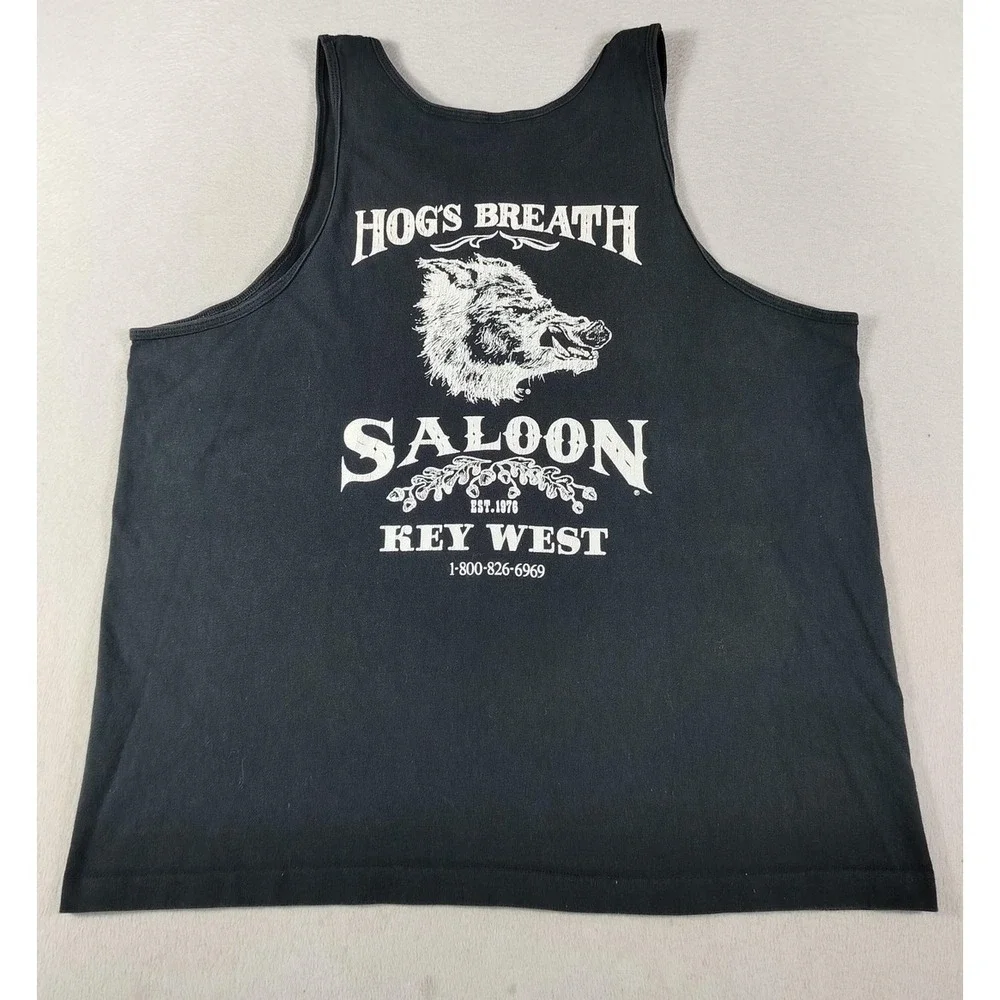 Vintage Fruit Of The Loom Tank Top Mens XL Black Hog's Breath Saloon Key West